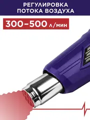 Строительный фен ПУЛЬСАР ФС 2001-2Д (2000Вт, 60-600*C, 300/500л/мин, LED дисплей, 0,9кг) (906-630)