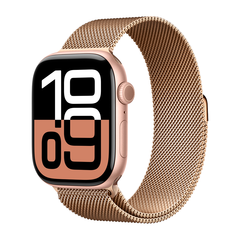 Умные часы Apple Watch Series 10 GPS, 46mm, Rose Gold Aluminium Case with Milanese Loop, Gold