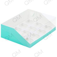 Коробка под капкейки с пластиковой крышкой 310*235*100 мм (12) (тиффани), 50шт