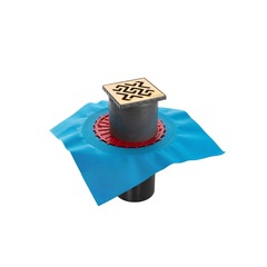 Berges Zentrum Antik 092464 Трап водосток 100х100, золото глянец, выпуск D50/75/110 H74 вертикальный фото