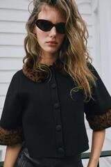 ZARA УКОРОЧЕННЫЙ ТРИКОТАЖНЫЙ ЖАКЕТ, ЧЕРНЫЙ