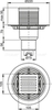 Alcaplast APV203 Сливной трап 105 ? 105/50/75, подводка – прямая, решетка латунь-хром, гидрозатвор – мокрый
