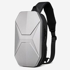 Рюкзак слинг Ozuko 9509 серый однолямочный городской с USB зарядкой