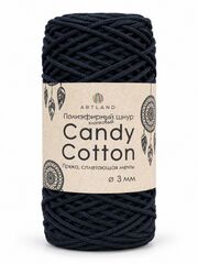 Плетёный шнур Candy cotton 3 мм, без сердечника, 300 гр, 90% х/б, 10% п/э, 120 м, чёрный