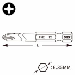 Бита PH0 х90мм S2 1шт SGS 6390-3.0-PH0