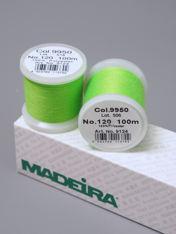 Нитки швейные Madeira aerofil №120 Col. 9950 салатовые неоновые (100 м)