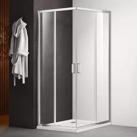 Aquatek AQ ARI KV 08020CH Душевой уголок квадратный, двери раздвижные 800x800x2000 профиль хром, стекло прозрачное (старый артикул AQ NAA 1142-80)