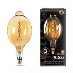 Лампа Gauss LED Filament BT180 8W Е27 620lm 2400К golden flexible 152802008