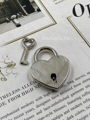 Замок сердце с ключом серебристый