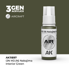 Акриловая краска AK Interactive IJN M3 (N) Nakajima Interior Green 3GEN AIR, 18мл