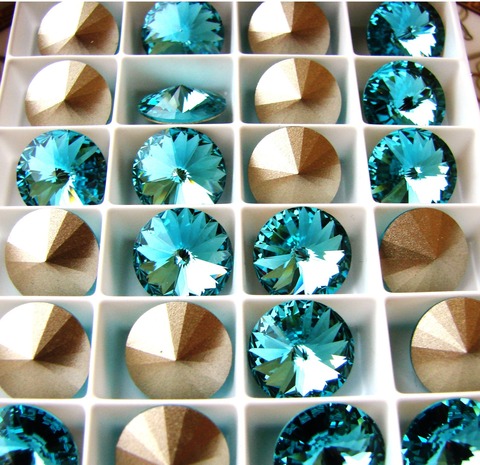 Риволи 14мм Светлая бирюза / Light Turquoise. Swarovski 1122