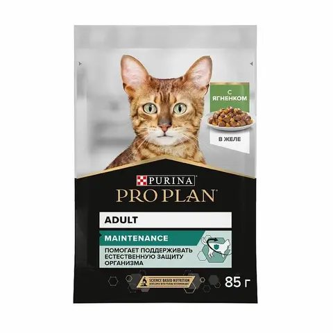 PRO PLAN Adult влажный корм для взрослых кошек с ягненком в желе, пауч 85 г