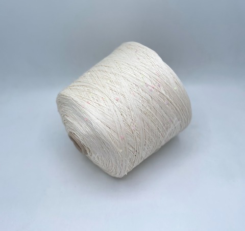 G&G Filati (пр.Италия), art-Lino 400м/100гр, 100%Лен +пайетка(разноцветная), цвет-Кремовый. арт.30392