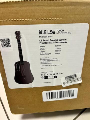 BLUE LAVA Touch with AirFlow Bag Midnight Black электроакустическая гитара со звукоснимателем и встроенными эффектами, чехол Air