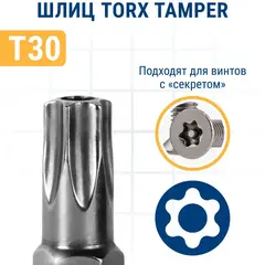 Бита отверточная ПРАКТИКА Профи Torx Tamper-30 х 25мм (2шт) (776-409)