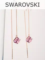 Серьги-протяжки Миражи с розовыми кубиками Swarovski