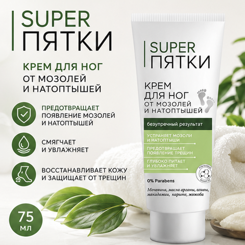 Крем для ног от мозолей и натоптышей SUPER ПЯТКИ, 75мл Фитокосметик