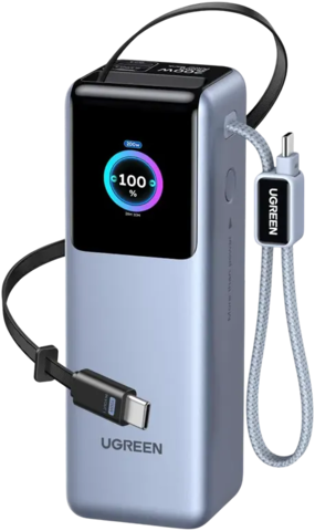 Внешний аккумулятор UGREEN PB728 (75702B) 200W Power Bank 25000mAh 2 каб, серый