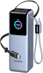 Внешний аккумулятор UGREEN PB728 (75702B) 200W Power Bank 25000mAh 2 каб, серый