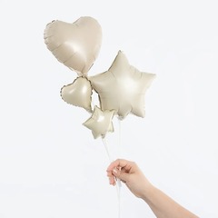 Шар К 10''/25 см, Мини-сердце, Сатин, Кремовый, 5 шт.