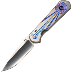 Фото Складной нож Chris Reeve Large Sebenza 21 Unique Graphics Blue Sapphire Cabochon, сталь CPM-S35VN, рукоять титан