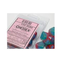 Chessex 10-D10 set Gemini Luminary Gel Green Pink / Blue
