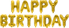 Набор шаров-букв (16''/41 см) Мини-Надпись "Happy Birthday", Золото