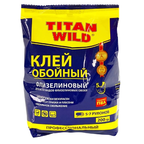 Клей обойный Titan Wild флизелиновый, 200г, пакет (TITAN WILD) TW-F-200