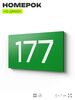 Номер на дверь 177, табличка на дверь для офиса, квартиры, кабинета, аудитории, склада, зеленая 120х70 мм, Айдентика Технолоджи