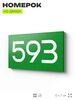 Номер на дверь 593, табличка на дверь для офиса, квартиры, кабинета, аудитории, склада, зеленая 120х70 мм, Айдентика Технолоджи