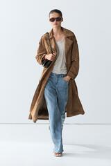 Massimo Dutti Длинный замшевый тренч, светло-коричневый