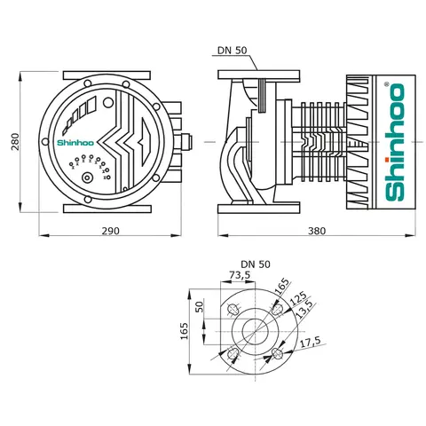 Циркуляционный насос Shinhoo MEGA S 50-12F 1x230V, 71121013