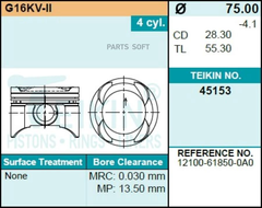 Поршень двигателя TEIKIN 45153 0.50 (4шт/упак)