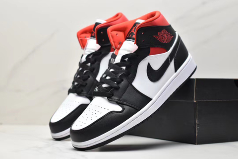 Air Jordan 1 Mid 'Black/Gym Red-Sail' 