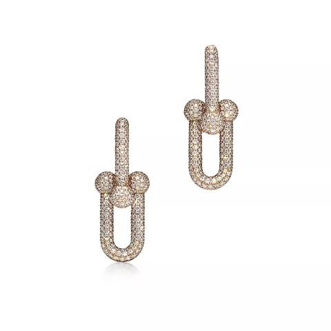 Серьги из жёлтого золота 18k с бриллиантами, Tiffany 💠 Hard Wear Large.