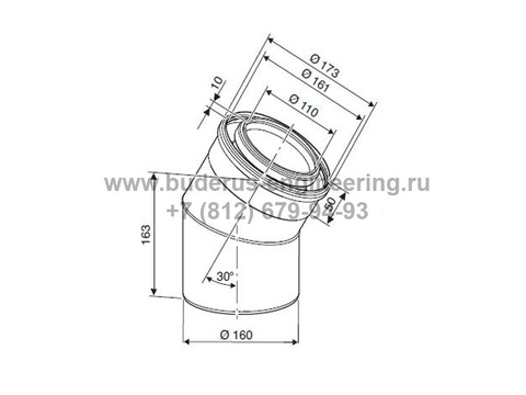 Отвод концентрический FC-CE110-30, DN110/160, 30° Арт.7738113103