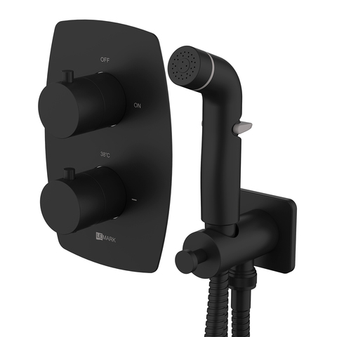 Lemark LM7240BL Встраиваемый термостатический смеситель с гигиеническим душем, латунь/чёрный