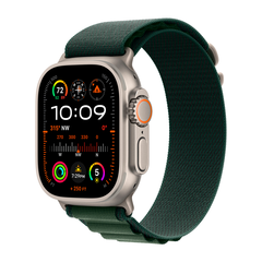 Умные часы Apple Watch Ultra 2 (2024) GPS + Cellular, 49mm, Natural Titanium Case with Dark Green Alpine Loop M, (Темно-зеленый)