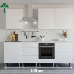 Кухонный гарнитур Севилья 240 см, со столешницей (7 модулей), белый ЛДСП, Marmur