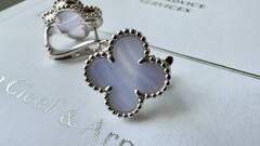 Серьги VCA клевер качество white VGOLD