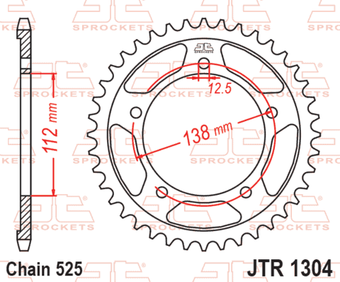 Звезда ведомая алюминиевая/стальная JTX1304 44GLD
