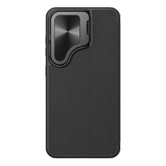 Чехол книжка с гладкой кожей и с откидной крышкой для Samsung Galaxy S24, серия Qin Prop Leather (Plain Leather) от Nillkin