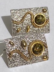 Амибия зеленый ( серьги из серебра)