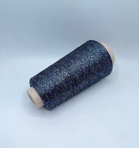 Torcitura di domaso (пр.Италия),art.Tore, 3750 м / 100 гр. 66% вискоза 34% полиэстер( люрекс ), цвет-Синий+серебро+черный(1046), арт.30575