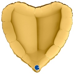 Шар Г 18''/46 см, Сердце, Сатин, Золото, 1 шт.