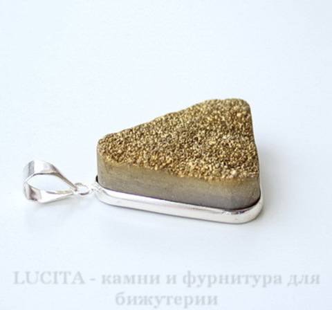 Подвеска Кварц в рамке (цвет - античное серебро) 37х28х11 мм №7