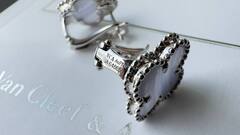 Серьги VCA клевер качество white VGOLD