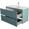 BelBagno UNO-MINI-1000-2C-SO-AO База под раковину подвесная с фрезерованными ручк. по всей длине фасада с двумя выкатн. ящ., Голубой Мат.,1000x395x608