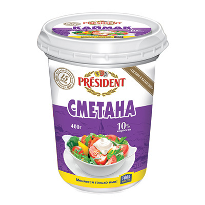 Сметана President 400гр 10%
