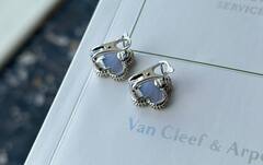 Серьги VCA клевер качество white VGOLD